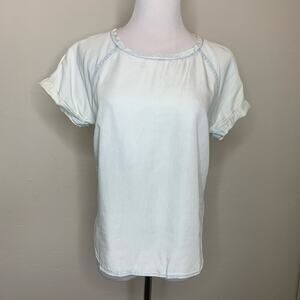 Light Chambray Top XS Lt Blue Roll Sleeve